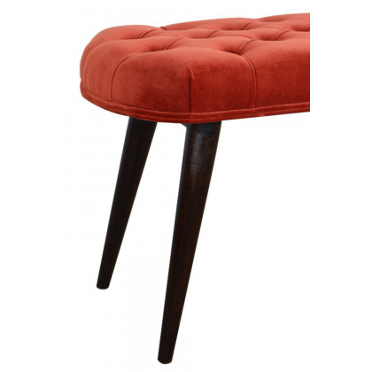 Artisan Deep Button Bench - Brick Red, Velvet