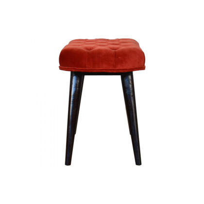 Artisan Deep Button Bench - Brick Red, Velvet