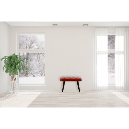 Artisan Deep Button Bench - Brick Red, Velvet