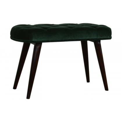 Artisan Deep Button Bench - Emerald Green, Velvet