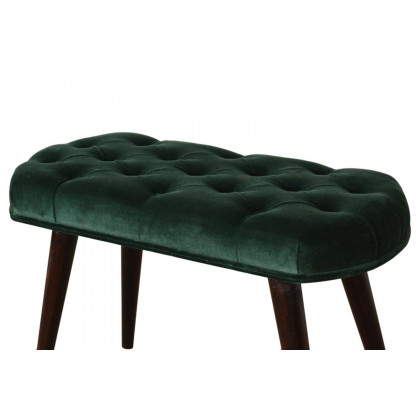 Artisan Deep Button Bench - Emerald Green, Velvet