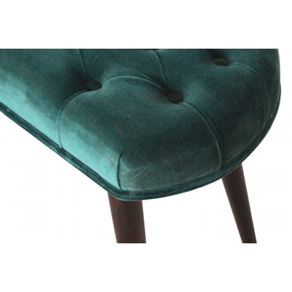 Artisan Deep Button Bench - Emerald Green, Velvet