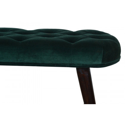 Artisan Deep Button Bench - Emerald Green, Velvet