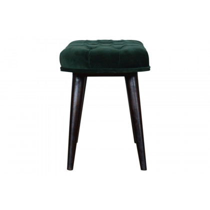 Artisan Deep Button Bench - Emerald Green, Velvet