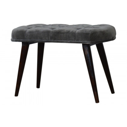 Artisan Deep Button Bench - Gray, Velvet