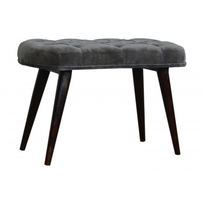 Artisan Deep Button Bench - Gray, Velvet