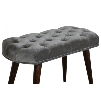 Artisan Deep Button Bench - Gray, Velvet