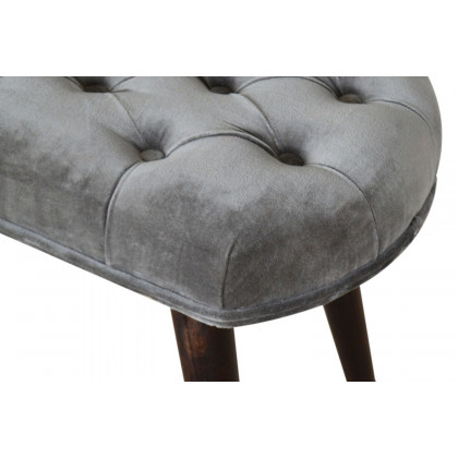 Artisan Deep Button Bench - Gray, Velvet