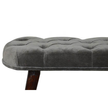 Artisan Deep Button Bench - Gray, Velvet