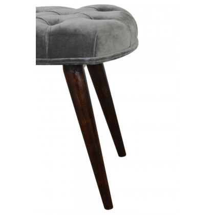 Artisan Deep Button Bench - Gray, Velvet