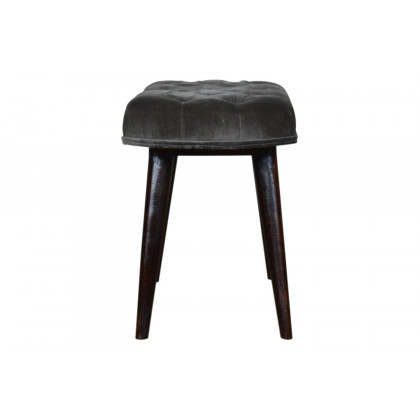 Artisan Deep Button Bench - Gray, Velvet