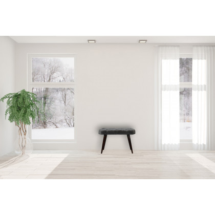 Artisan Deep Button Bench - Gray, Velvet