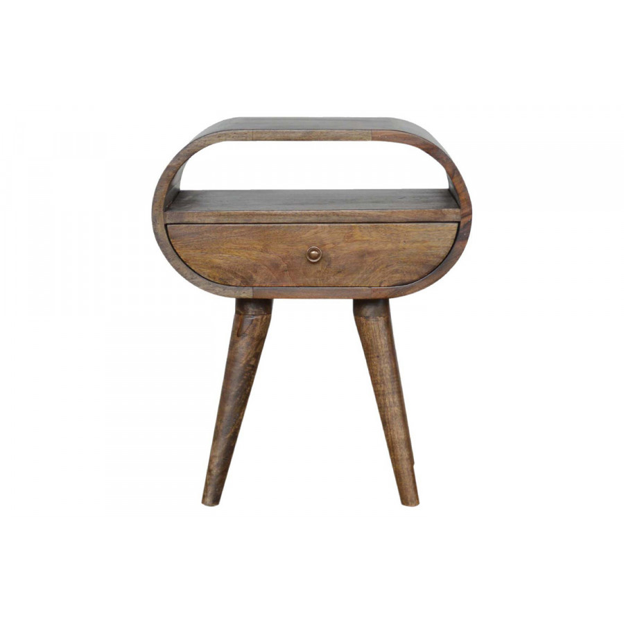 Artisan Circular Open Slot Bedside - Gray Washed