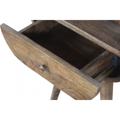 Artisan Circular Open Slot Bedside - Gray Washed