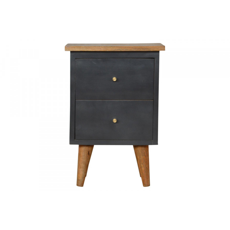 Artisan Hand Painted Bedside - Charcoal Black