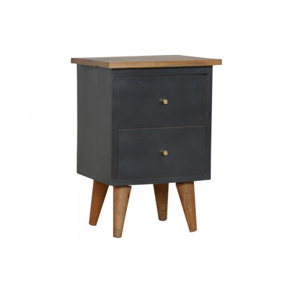 Artisan Hand Painted Bedside - Charcoal Black