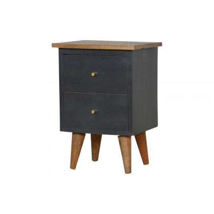 Artisan Hand Painted Bedside - Charcoal Black