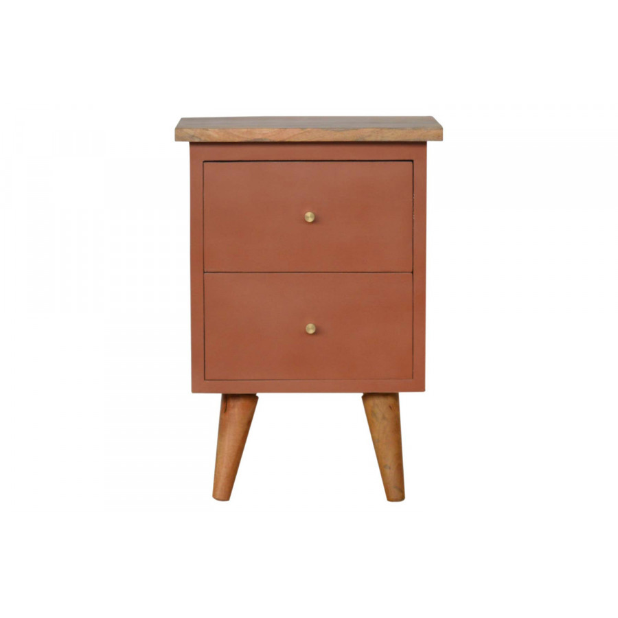 Artisan Hand Painted Bedside - Brick Red