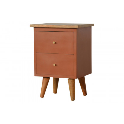 Artisan Hand Painted Bedside - Brick Red