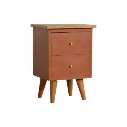 Artisan Hand Painted Bedside - Brick Red