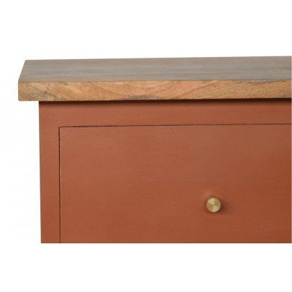Artisan Hand Painted Bedside - Brick Red