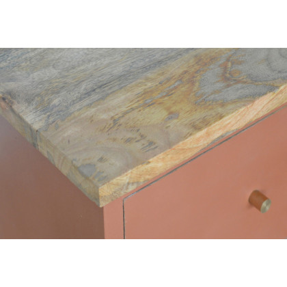 Artisan Hand Painted Bedside - Brick Red
