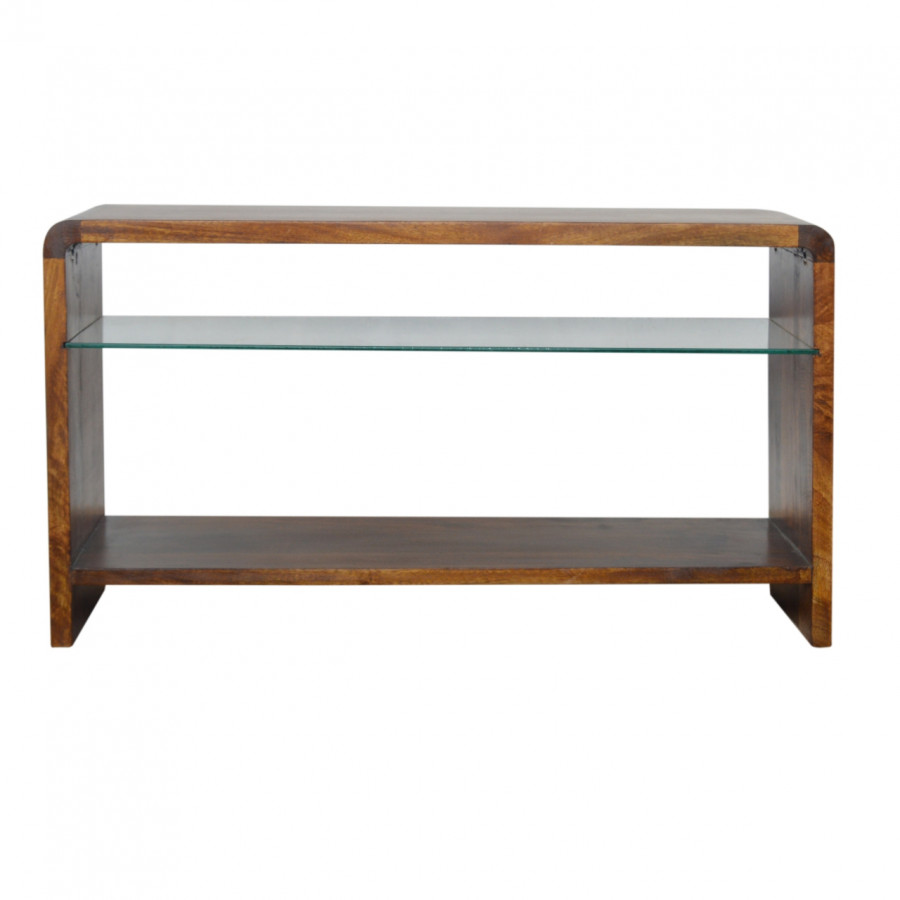 Artisan - Media Unit with Glass Shelf in Chestnut