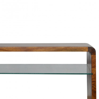 Artisan - Media Unit with Glass Shelf in Chestnut