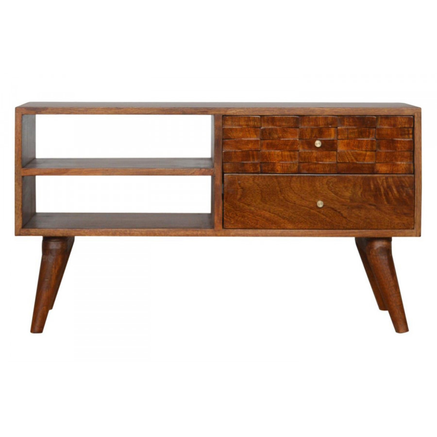 Artisan - Tile Carved TV Unit in Chestnut