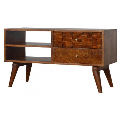 Artisan - Tile Carved TV Unit in Chestnut