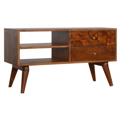 Artisan - Tile Carved TV Unit in Chestnut