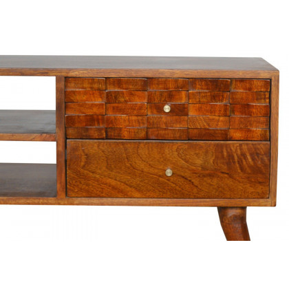 Artisan - Tile Carved TV Unit in Chestnut