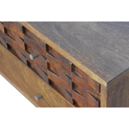 Artisan - Tile Carved TV Unit in Chestnut