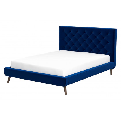 Ashcroft Dillon Velvet Platform Bed - Blue, Queen Size
