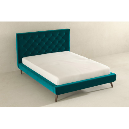 Ashcroft Dillon Velvet Platform Bed - Teal, Queen Size