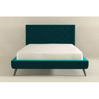 Ashcroft Dillon Velvet Platform Bed - Teal, Queen Size