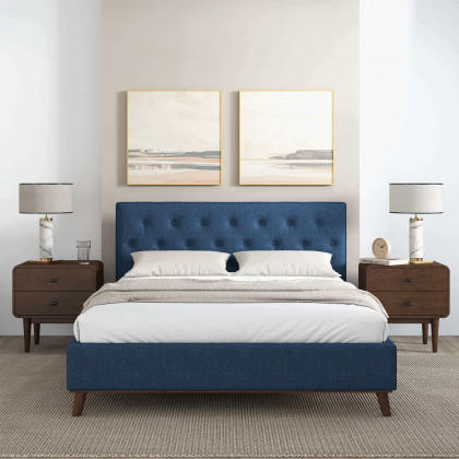 Ashcroft Graceville Fabric Platform Bed - Blue, King Size