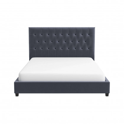 Ashcroft Donald Mid-Century Modern Velvet Platform Bed - Gray, King Size