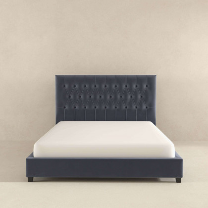 Ashcroft Donald Mid-Century Modern Velvet Platform Bed - Gray, King Size