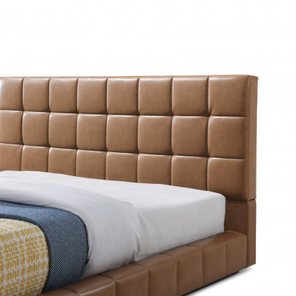 Ashcroft Hudson Upholstered Platform Bed - Tan Vegan Leather, King Size