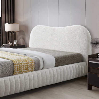 Ashcroft - Norme Boucle Upholstered Queen Size Platform Bed In Cream