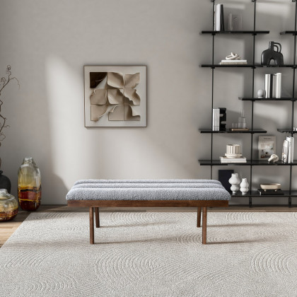 Ashcroft - Troni Light Gray Boucle Bench