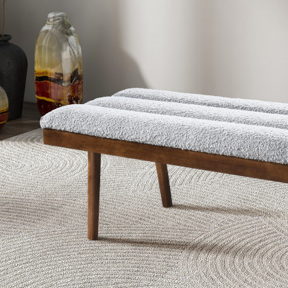 Ashcroft - Troni Light Gray Boucle Bench