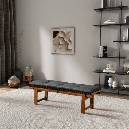 Ashcroft - Lucia Bench in Black PU Leather