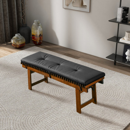 Ashcroft - Lucia Bench in Black PU Leather
