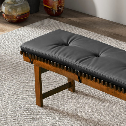 Ashcroft - Lucia Bench in Black PU Leather