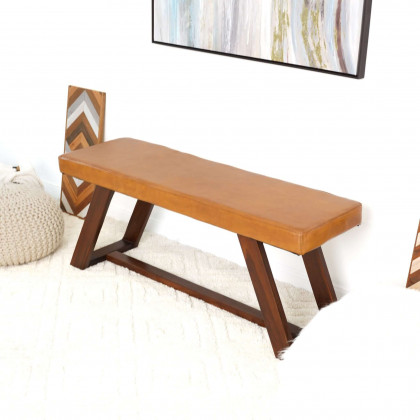 Ashcroft - Marley Genuine Leather Bench in Tan