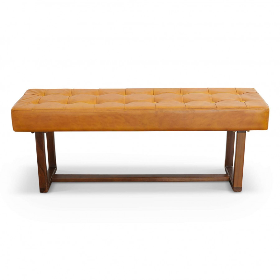 Ashcroft - Cameron Leather Bench in Tan
