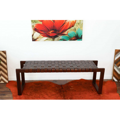 Ashcroft - Christina Leather Bench in Tan