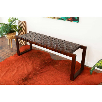Ashcroft - Christina Leather Bench in Tan